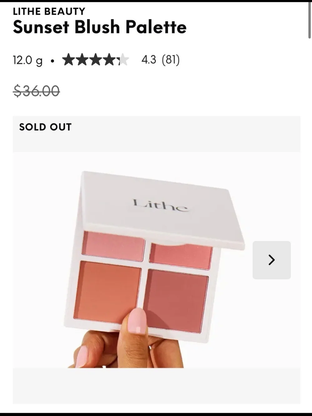 Lithe Sunset Blush Quad Palette NIB